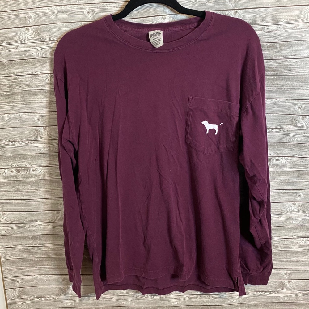 🐝 Victoria’s Secret Pink Burgundy Long Sleeve Top
